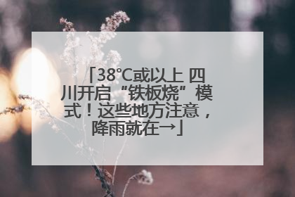 38℃或以上 四川开启“铁板烧”模式！这些地方注意，降雨就在→